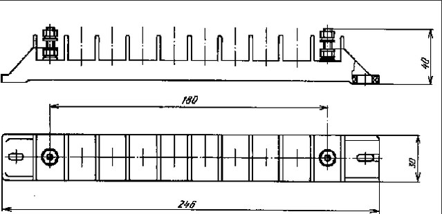 Схема габаритных размеров клеммной колодки СК-2В
