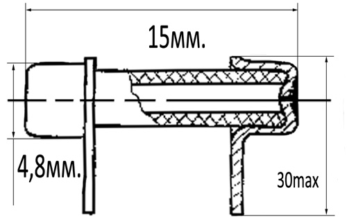 Схема габаритных размеров вставки плавкой ВП1-2