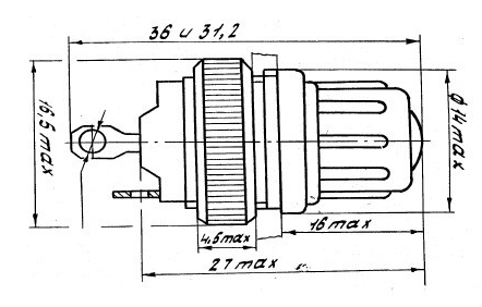 Габаритный чертеж сигнального фонаря ФМ-1
