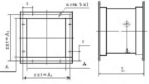 Схема клапана прямоугольного сечения